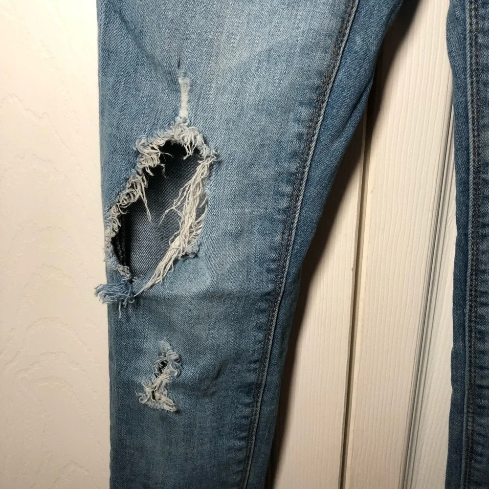 Girls Hudson Distressed Super Skinny Blue Jeans Size 10